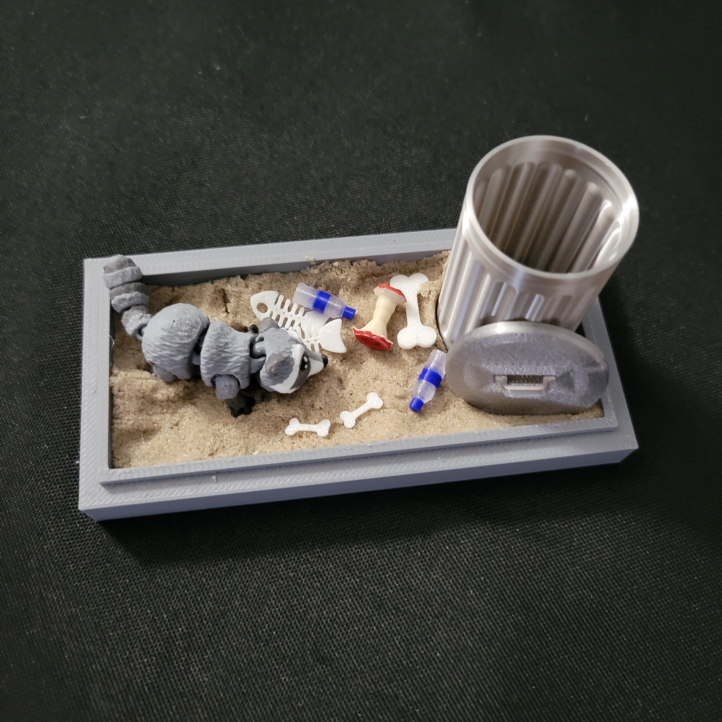 Mini Raccoon Trashcan Habitat Desk Decor