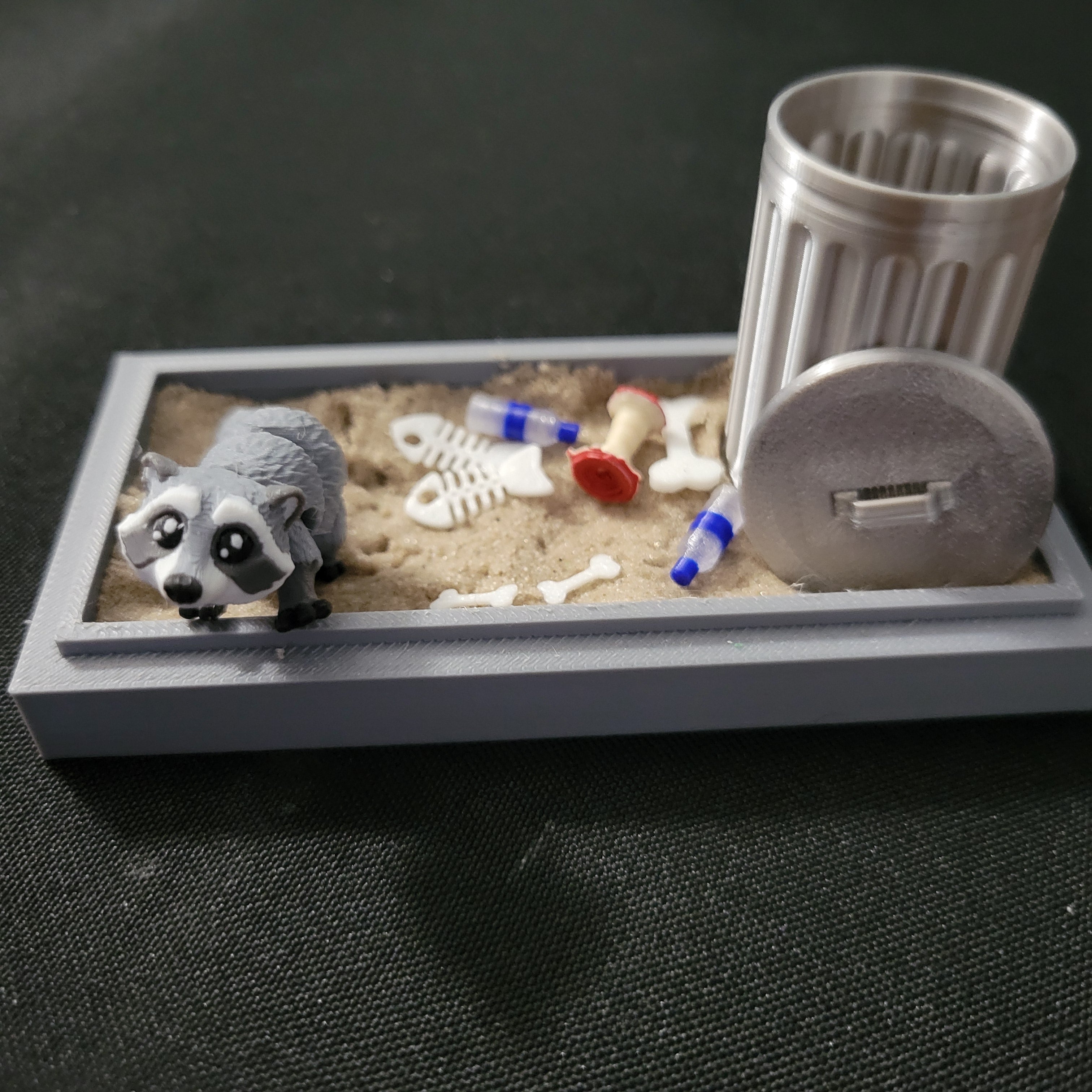 Mini Raccoon Trashcan Habitat Desk Decor
