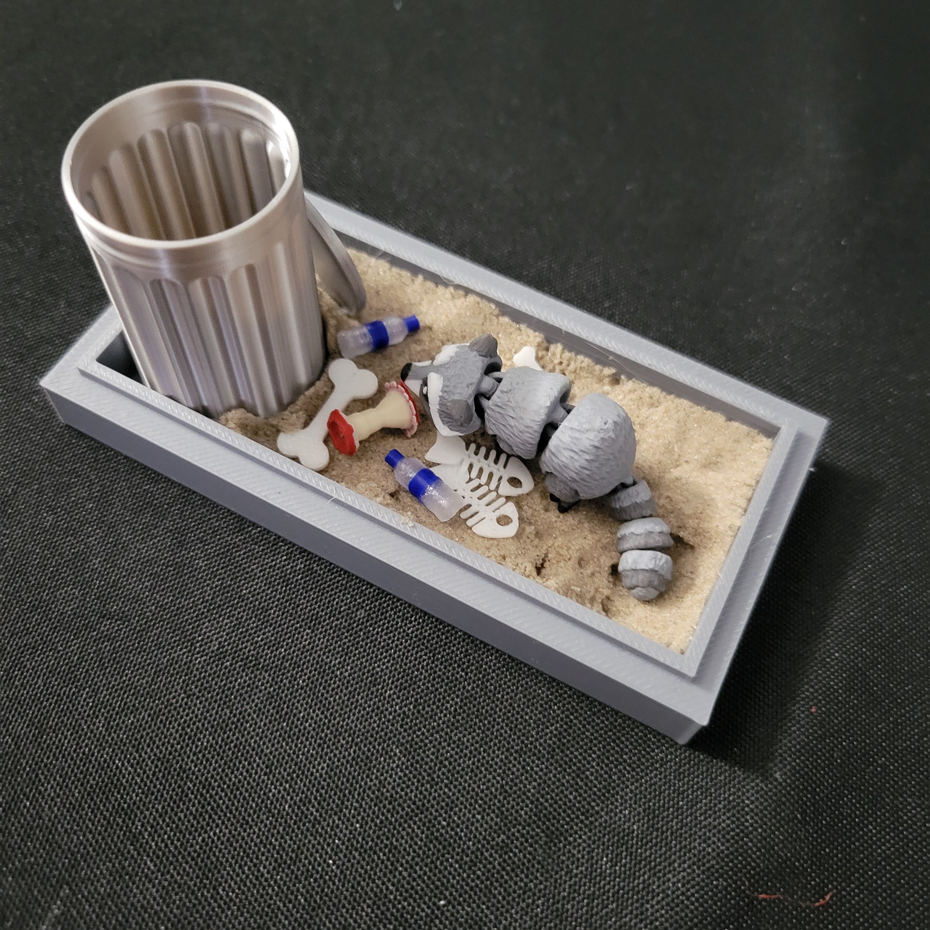 Mini Raccoon Trashcan Habitat Desk Decor
