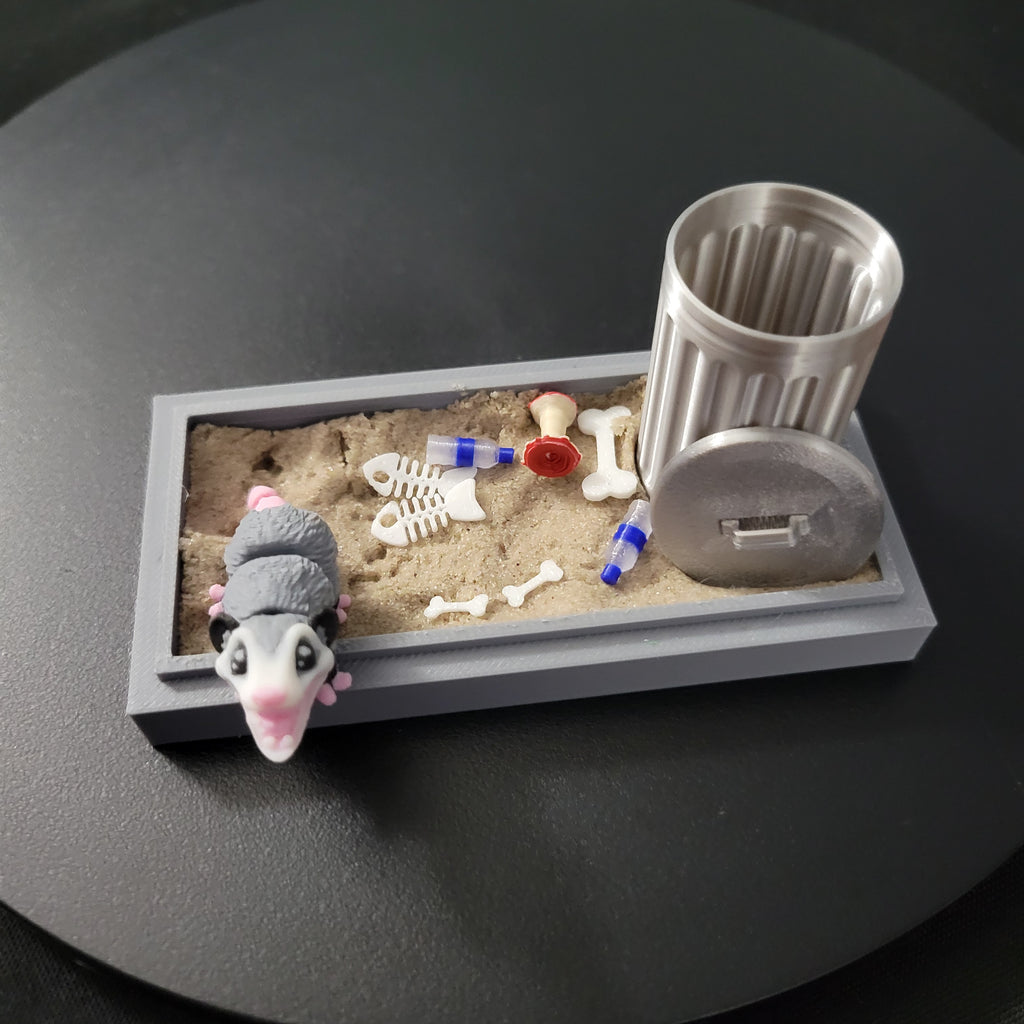 Mini Opossum Trashcan Habitat Desk Decor