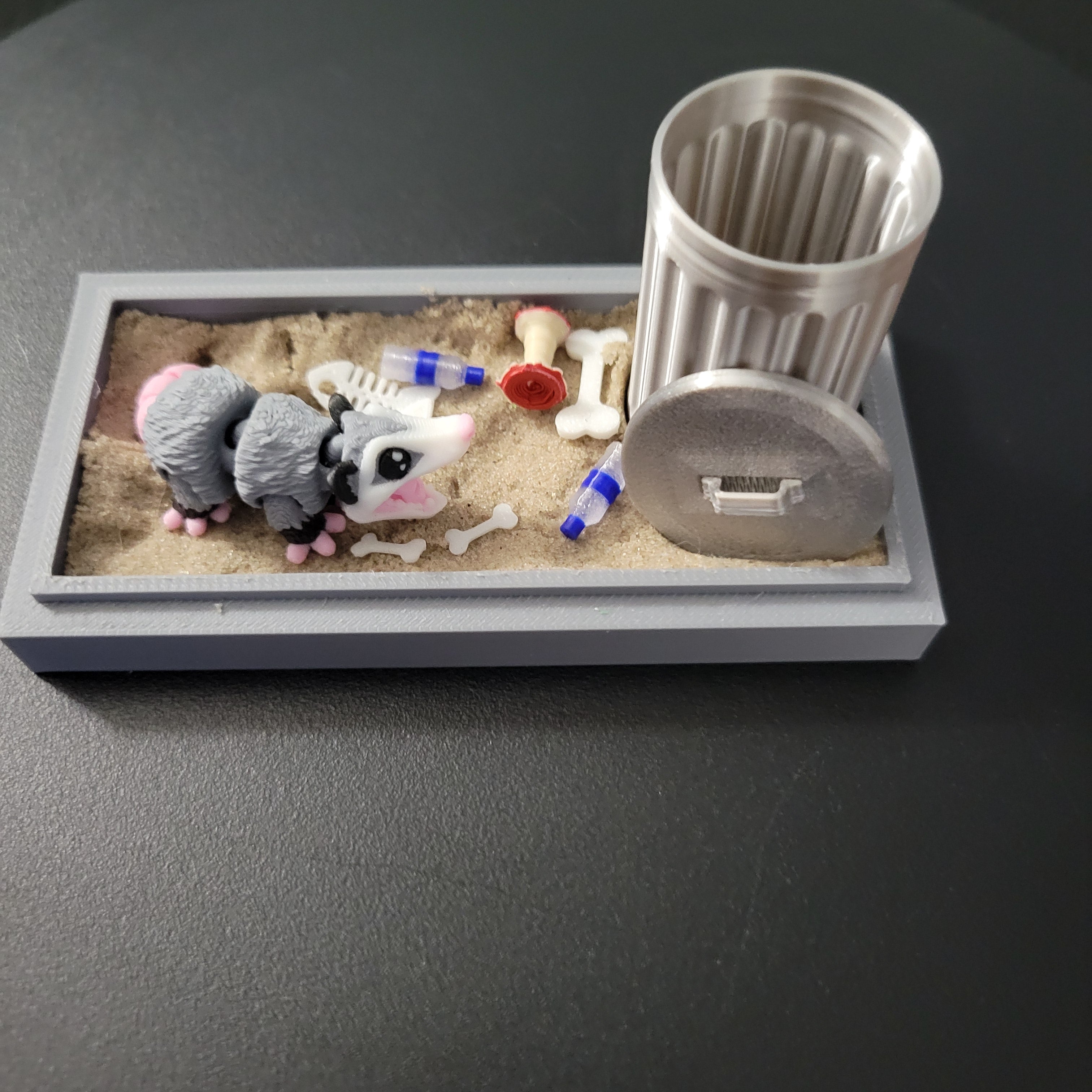 Mini Opossum Trashcan Habitat Desk Decor