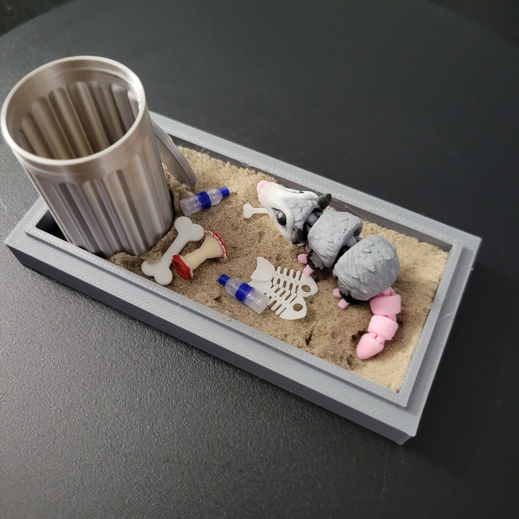 Mini Opossum Trashcan Habitat Desk Decor