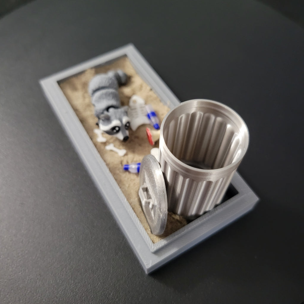 Mini Raccoon Trashcan Habitat Desk Decor
