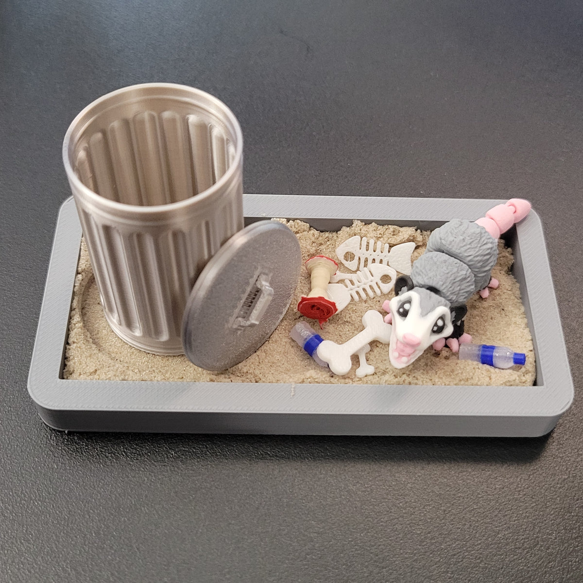 Trash Goblin Opossum Mini Desk Scene